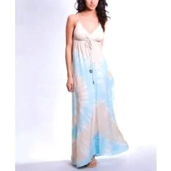 Gypsy 05 Alex Collection Silk Spiral Tie Dye Maxi Dress - Picture 1 of 10